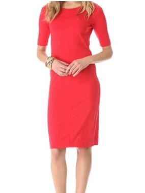 Diane von Furstenberg DVF Vibrant Red Meeson Midi Dress Sleek Size Large